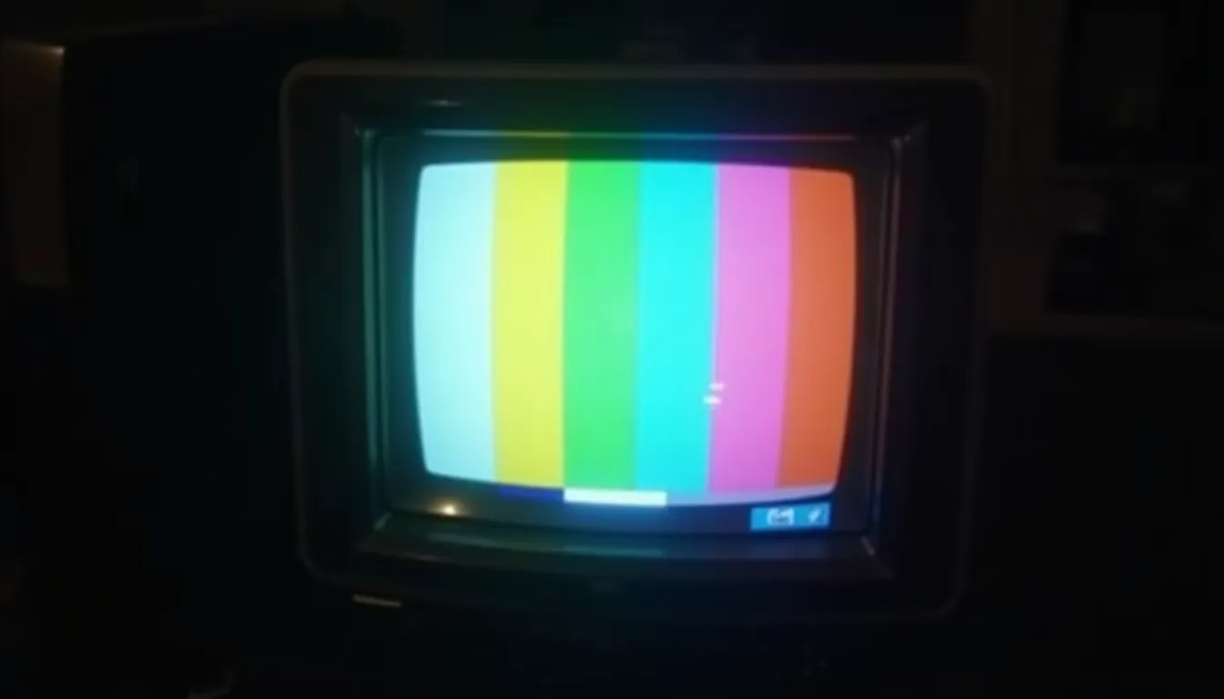 Téléviseur cathodique affichant des barres de couleur