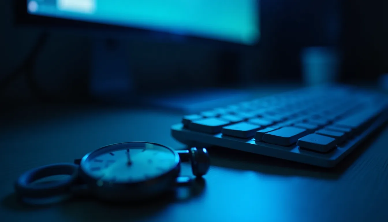 Clavier et chronomètre éclairés en bleu froid